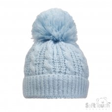 H16-B: Blue Cable Knit Hat (0-12M)